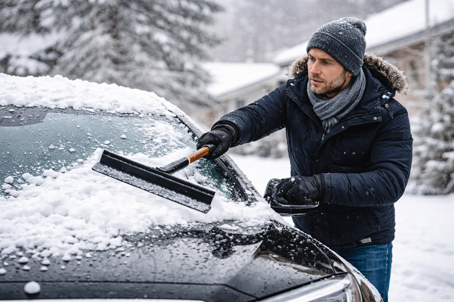 Czym najlepiej odśnieżać auto, aby uniknąć rys na lakierze?